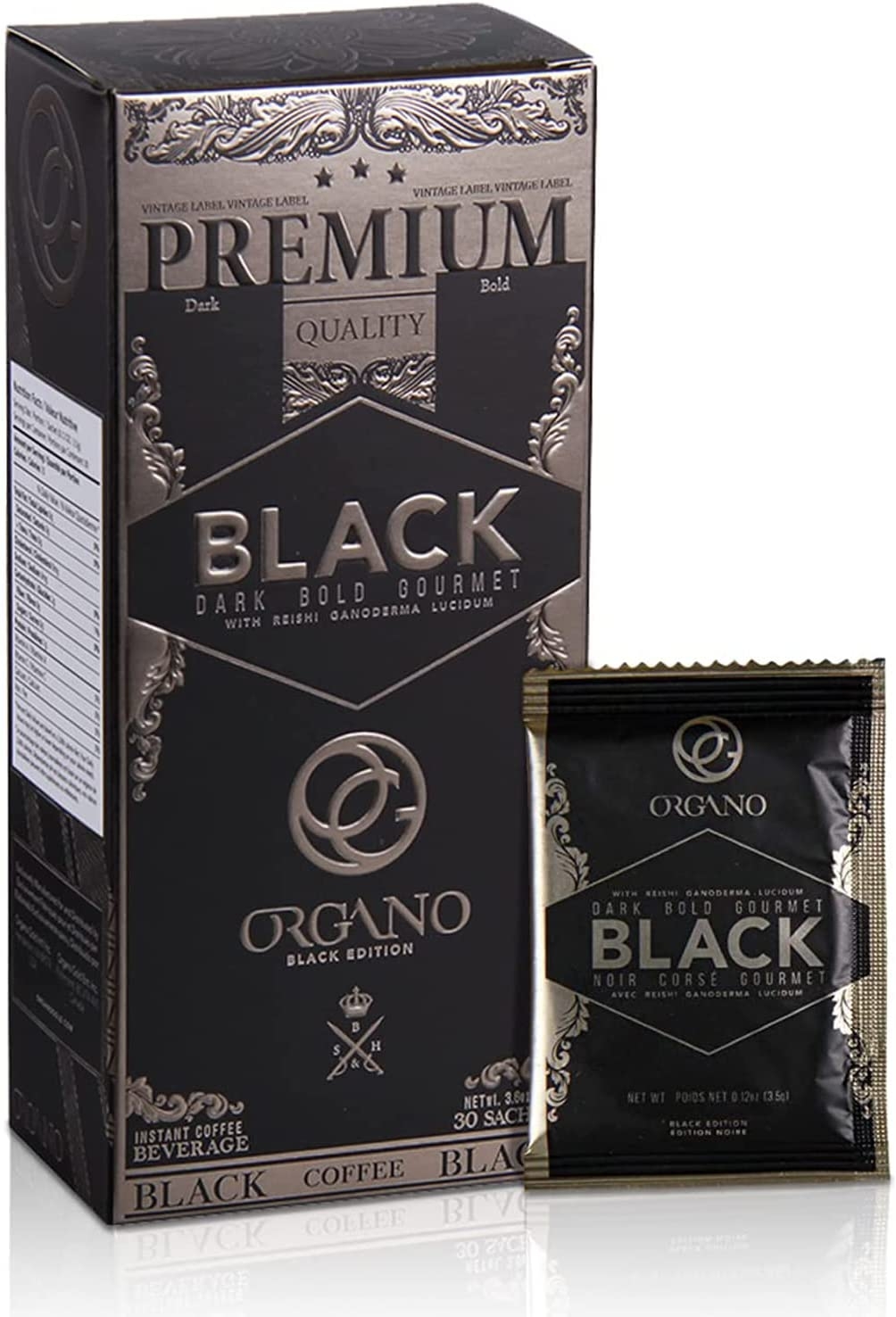 Organo Gourmet Black Ganoderma Coffee (1 Box of 30 Sachets)