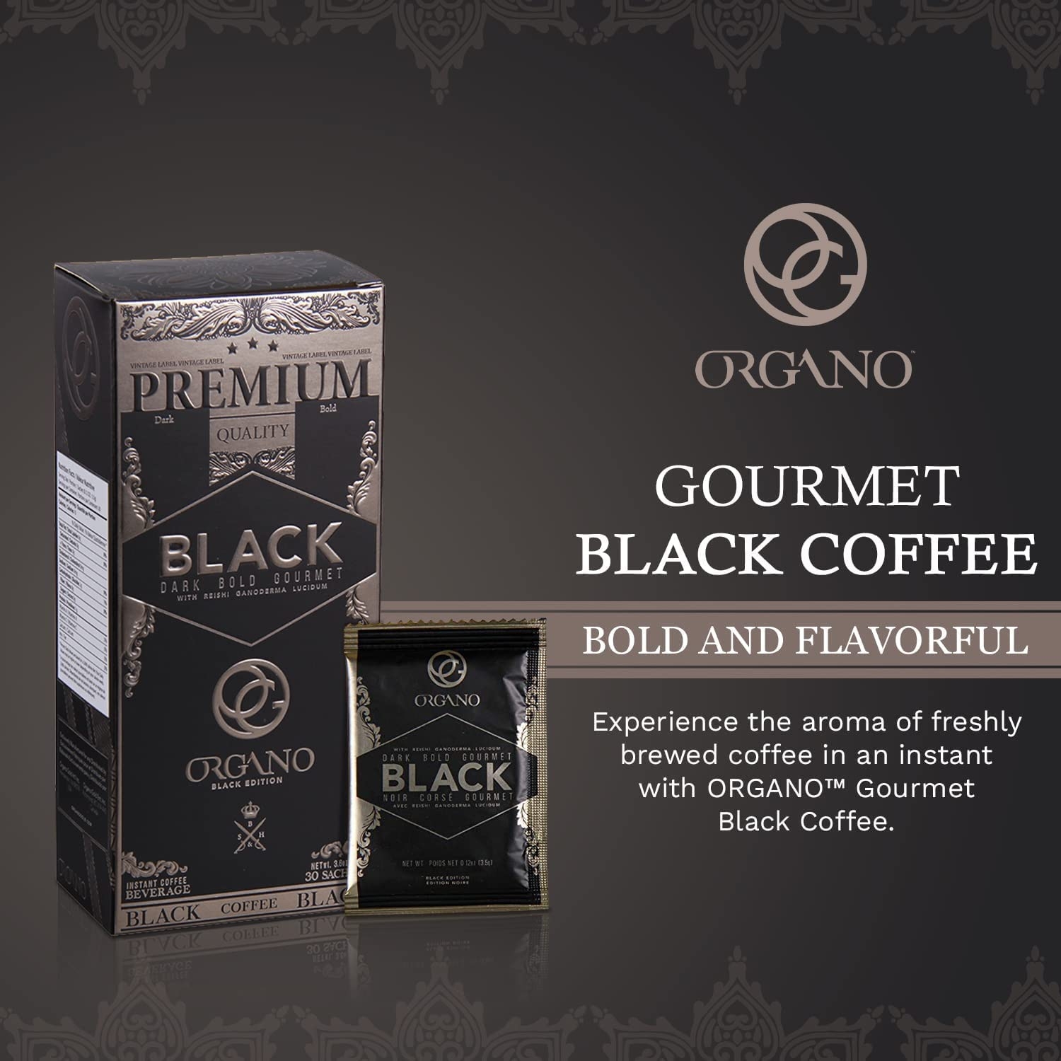 Organo Gourmet Black Ganoderma Coffee (1 Box of 30 Sachets)