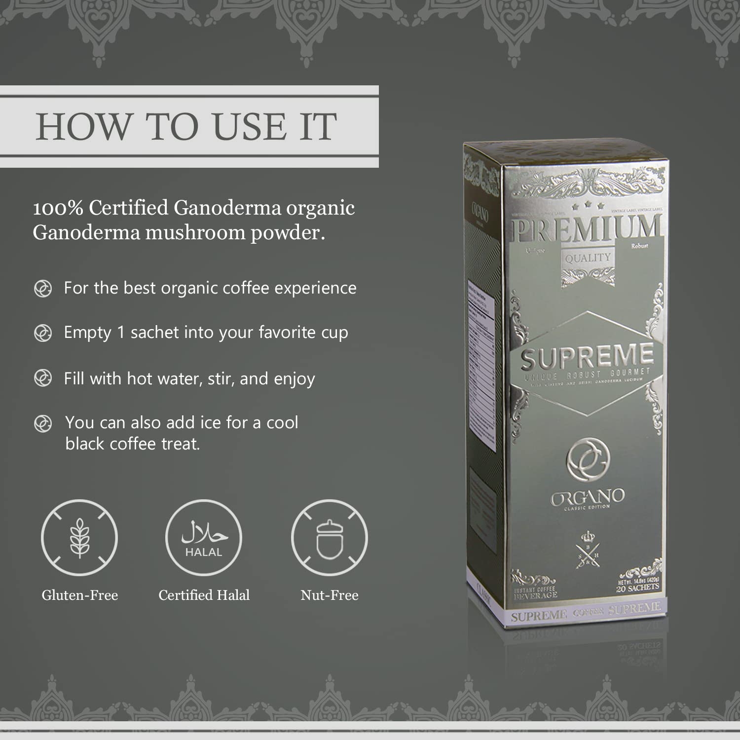 Organo Cafe Supreme 100% Certified Ganoderma Extract Sealed 6 Organo Gold Organo Cafe Supreme 100% Certified Ganoderma Extract Sealed