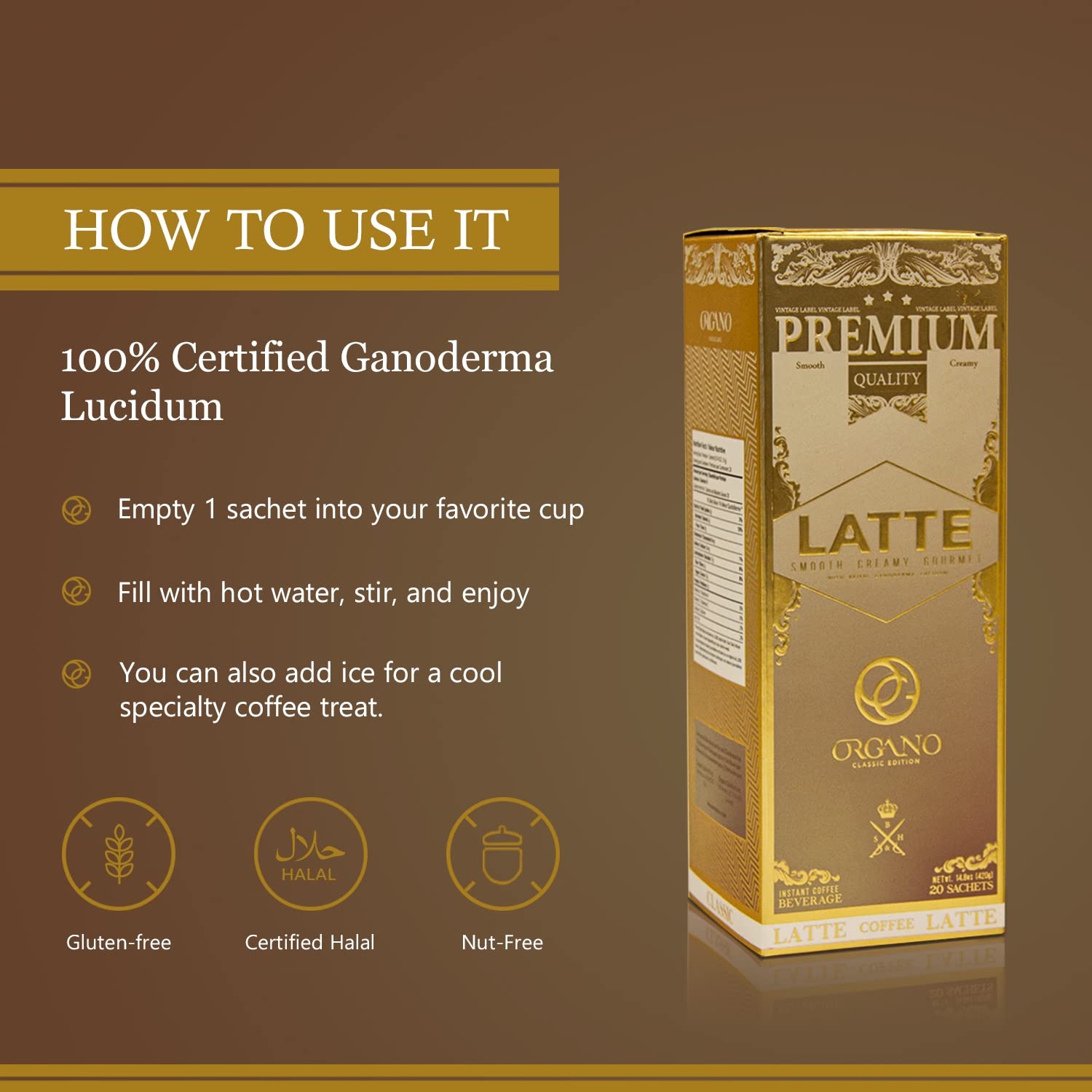 Organo Gourmet Cafe Latte Coffee With Ganoderma Lucidum (1 Box of 20 Sachets) 6 Organo Gold Organo Gourmet Cafe Latte Coffee With Ganoderma Lucidum (1 Box of 20 Sachets)