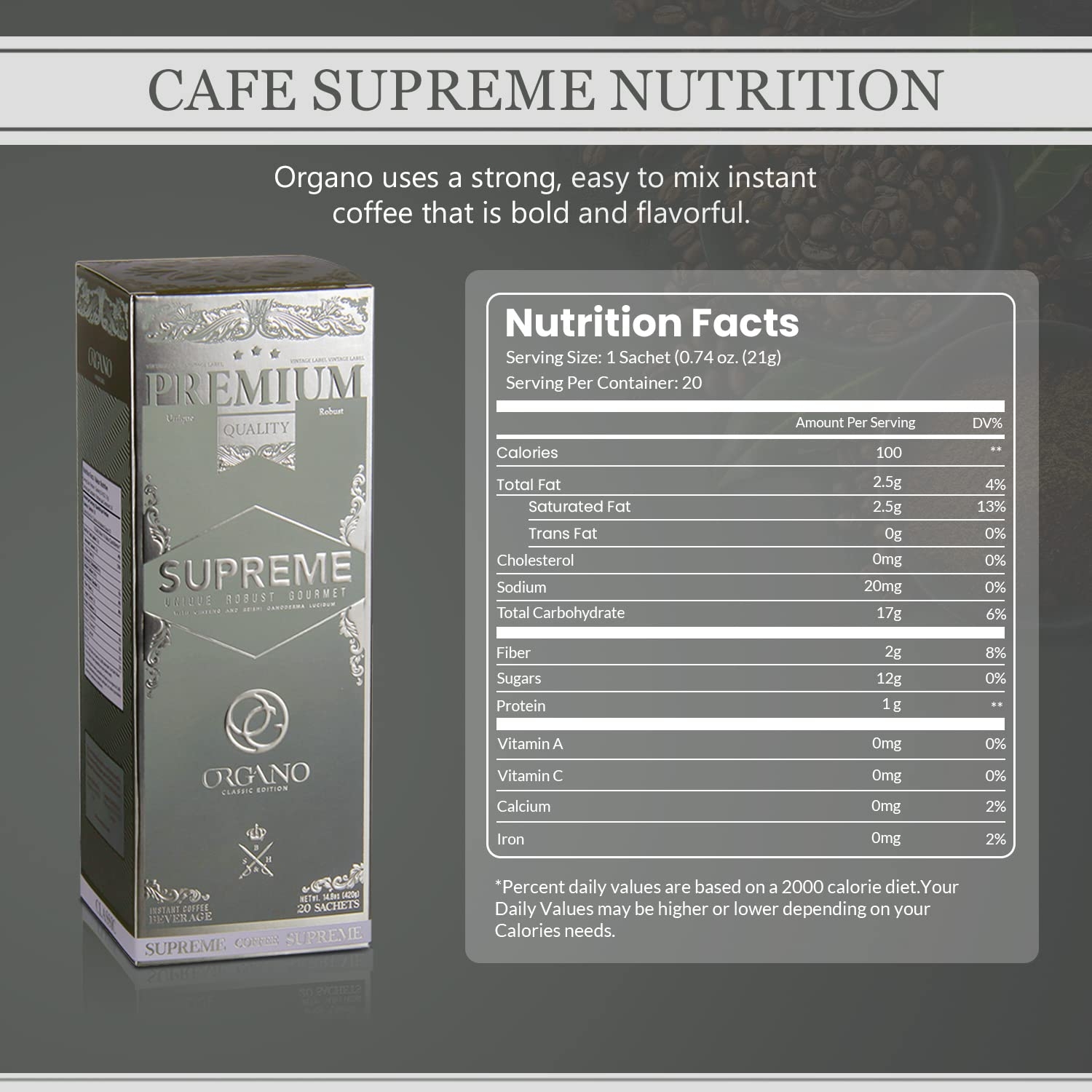 Organo Cafe Supreme 100% Certified Ganoderma Extract Sealed 3 Organo Gold Organo Cafe Supreme 100% Certified Ganoderma Extract Sealed