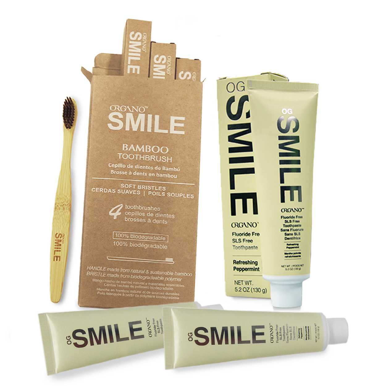 1 Bundle – Organo Oral Care Bundle (3 Toothpastes + 4 Bamboo Toothbrushes) 1 Organo 1 Bundle – Organo Oral Care Bundle (3 Toothpastes + 4 Bamboo Toothbrushes)
